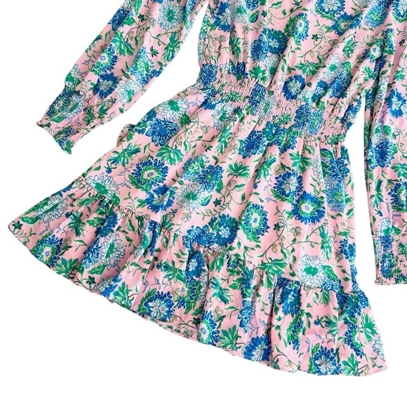 Lilly Pulitzer Cristiana floral long-sleeve dress Conch Shell Pink Rumor Has It - Picture 12 of 16